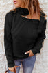 Strapped Cut Out Shoulder Turtleneck Sweater